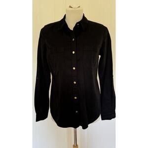 Michael Kors Shirt Womens 6 Medium Button Up Long Sleeve Collared Pocket Ladies